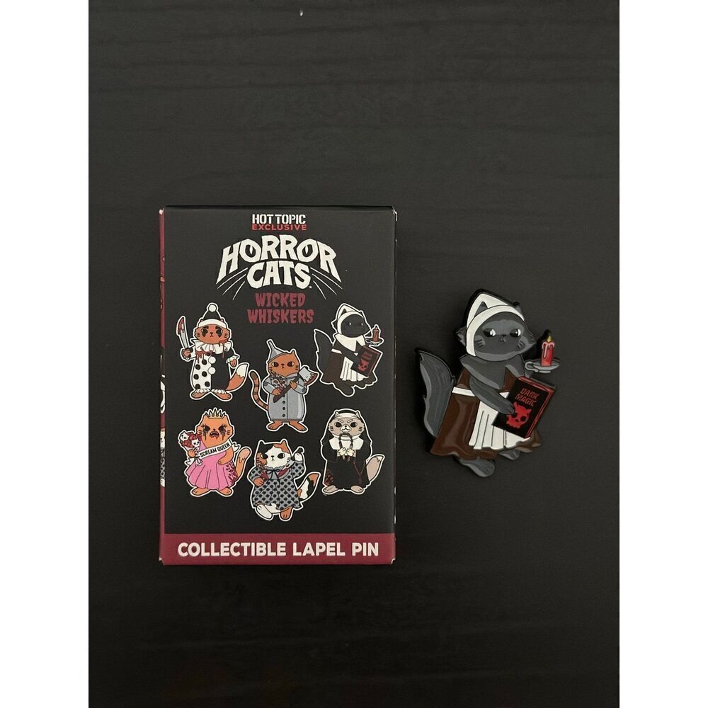 Horror Cats Wicked Whiskers Halloween Pin (Gray Cat) - Picture 1 of 2